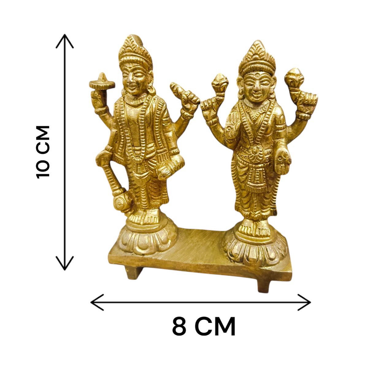 A beautifully crafted pair of Lakshmi Narayan idols made from 100% pure brass, representing prosperity, protection, and divine blessings.