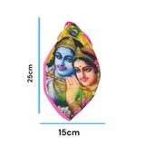A beautifully designed Radha Krishna Gomukhi Bag made from premium cotton, perfect for storing Japa Mala beads during meditation or religious practices.