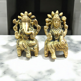 A beautifully detailed Lakshmi Ganesh Brass Murti, symbolizing wealth, prosperity, and the removal of obstacles.