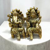 A beautifully detailed Lakshmi Ganesh Brass Murti, symbolizing wealth, prosperity, and the removal of obstacles.