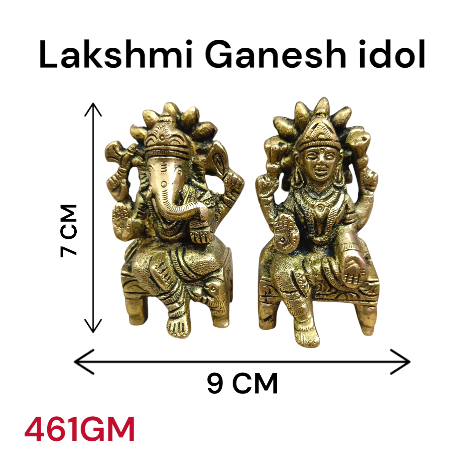 A beautifully detailed Lakshmi Ganesh Brass Murti, symbolizing wealth, prosperity, and the removal of obstacles.