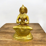 A beautifully detailed brass idol of Maa Parvati, symbolizing love, devotion, and power, perfect for worship or home decor.