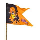 A beautifully printed Hanuman Ji Flag (Bajrangbali Jhanda), measuring 20X30 inches, featuring Lord Hanuman and the "Jai Shri Ram" mantra, ideal for religious occasions and daily worship