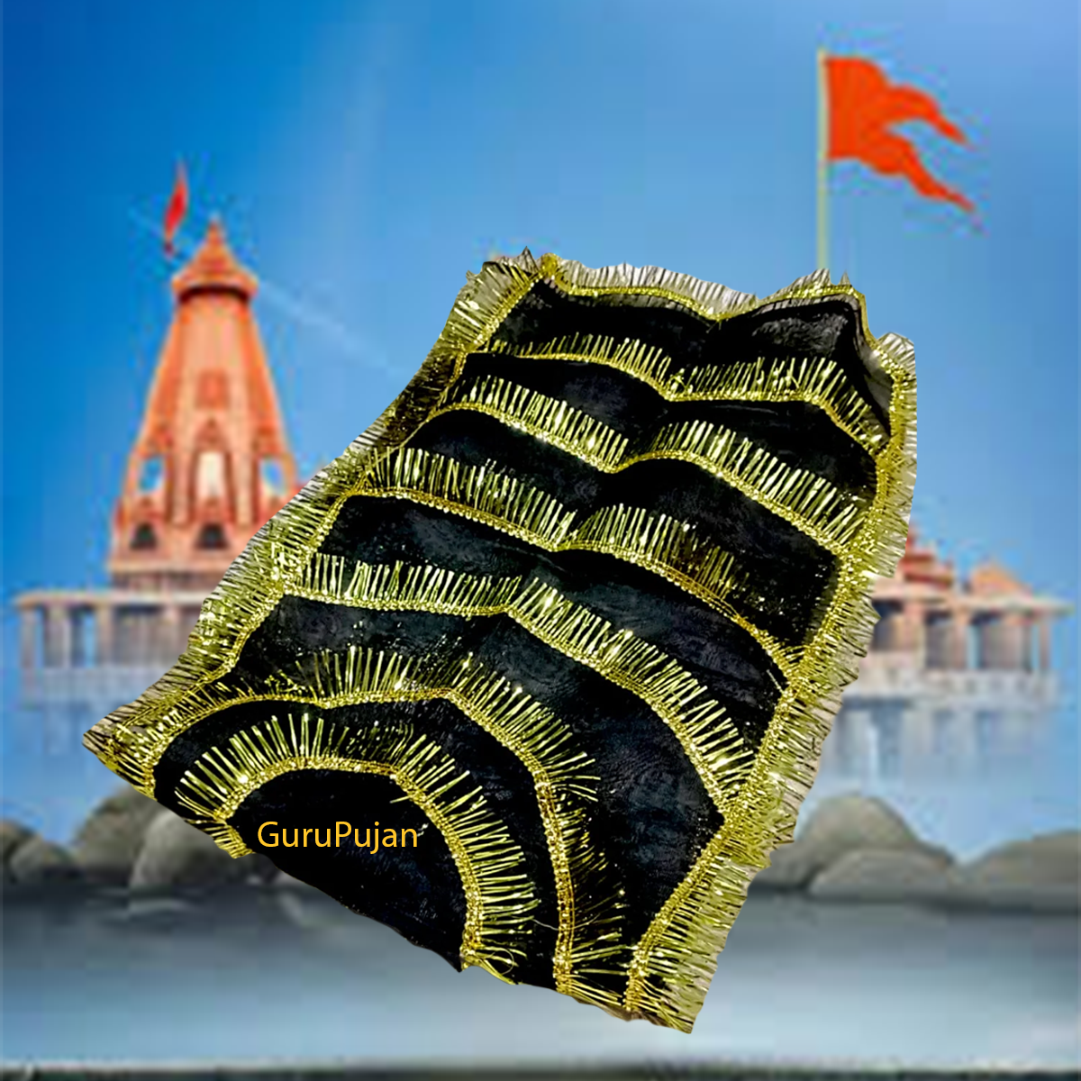 A black chunri for Maa Kali, Bhairav, and Shani Dev, made from high-quality fabric, used during spiritual rituals and religious ceremonies to invoke protection and blessings