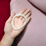 A close-up image of a White Agate (Safed Hakik) Bracelet, showcasing the lab-certified genuine white agate stones