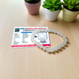 A close-up image of a White Agate (Safed Hakik) Bracelet, showcasing the lab-certified genuine white agate stones