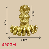 A detailed brass statue of Lord Surya riding a chariot, symbolizing vitality, health, and prosperity, crafted with intricate features and a polished finish.