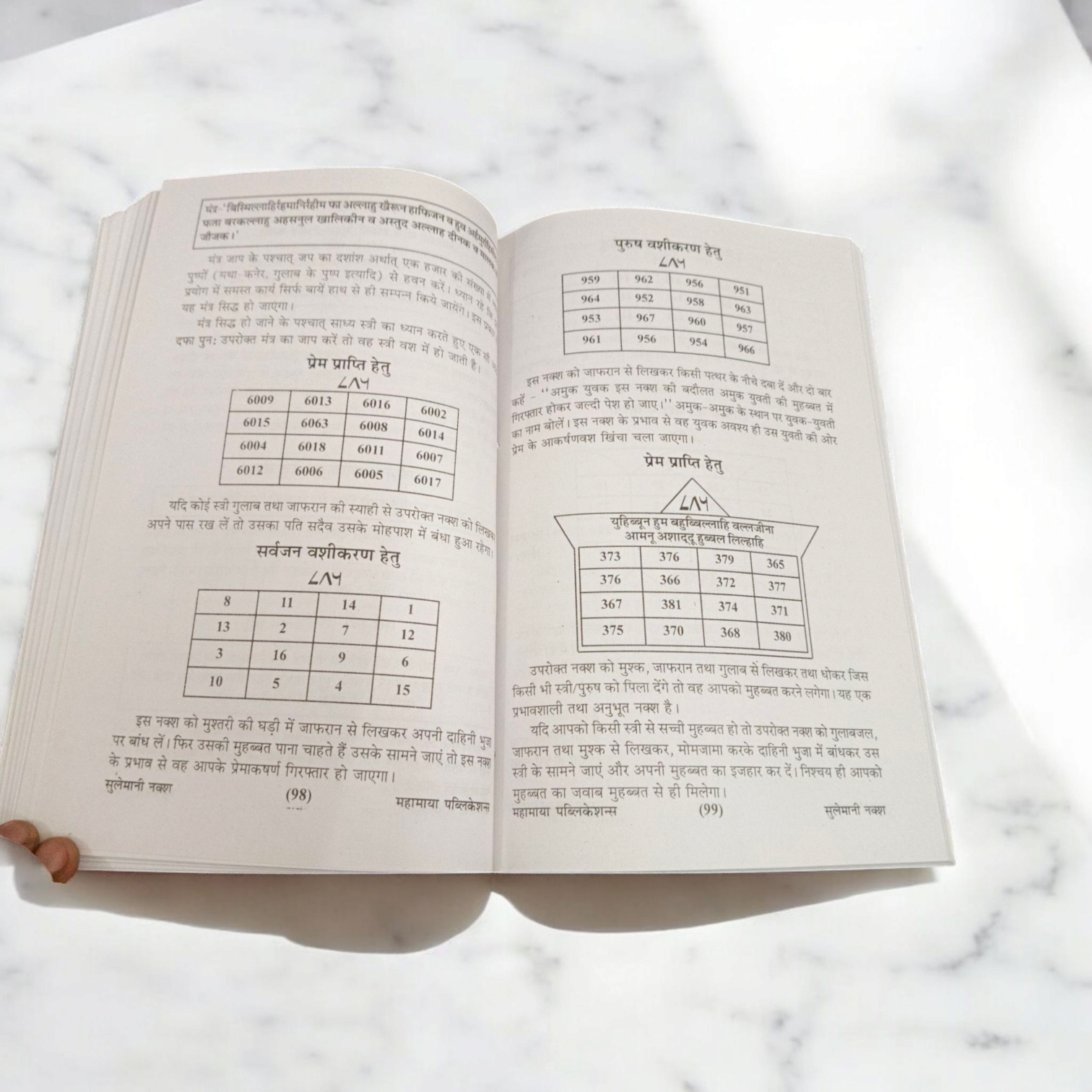 A detailed image of the Naksh-E-Sulemani book in Hindi, showcasing its cover design with yantras and spiritual remedies.