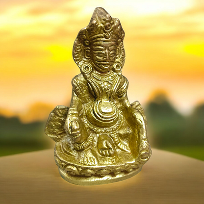 A finely crafted brass statue of Lord Kuber, the god of wealth and prosperity, symbolizing abundance and financial success.