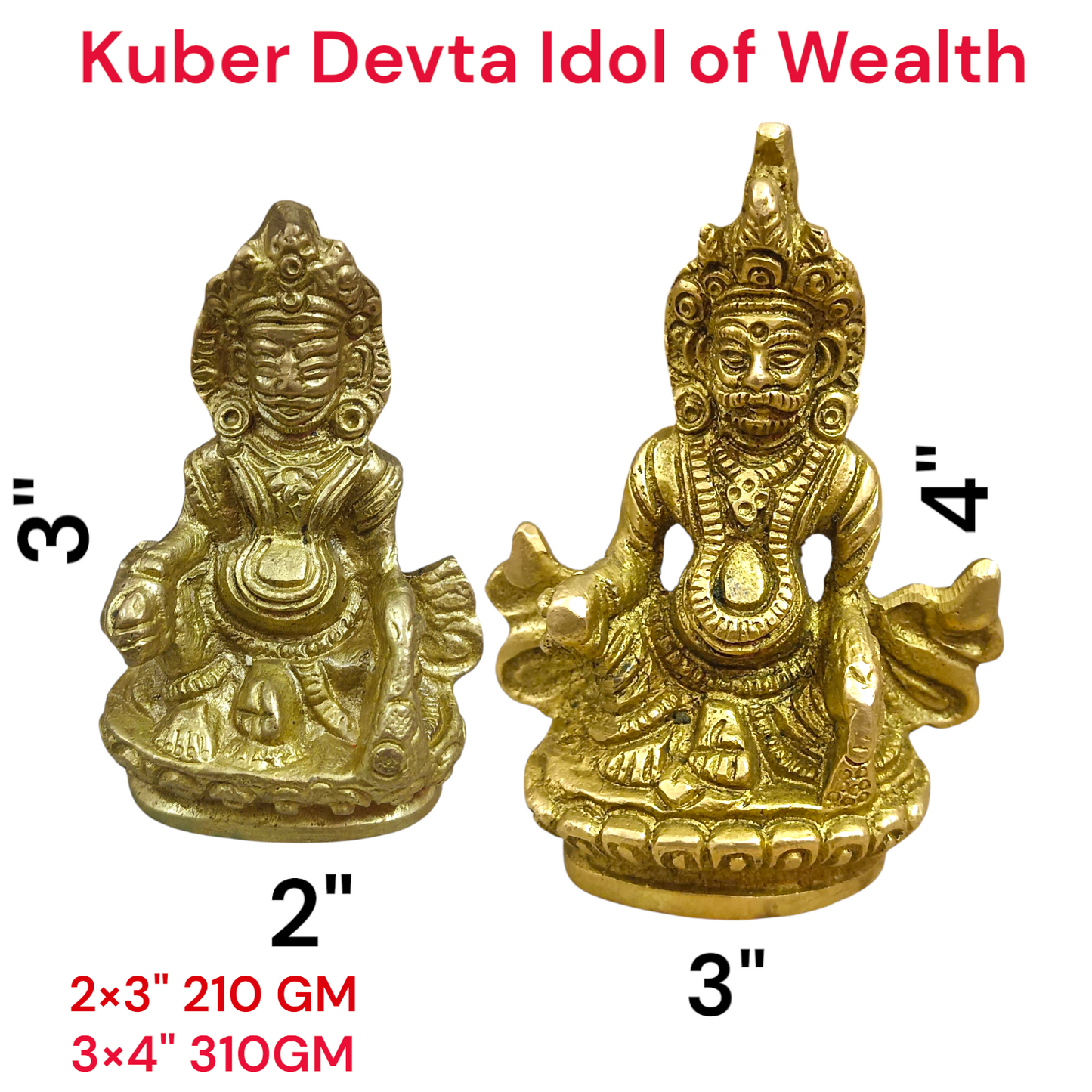A finely crafted brass statue of Lord Kuber, the god of wealth and prosperity, symbolizing abundance and financial success.