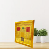 A gold-plated Shri Sarv Karye Sidh Yantra framed beautifully, symbolizing success and prosperity, perfect for home or office spaces