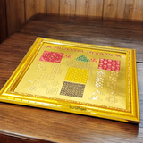 A gold-plated Shri Sarv Karye Sidh Yantra framed beautifully, symbolizing success and prosperity, perfect for home or office spaces
