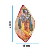A high-quality image of a Gomukhi Bag featuring an elegant Krishna Ji photo print, ideal for carrying mantra japa beads.
