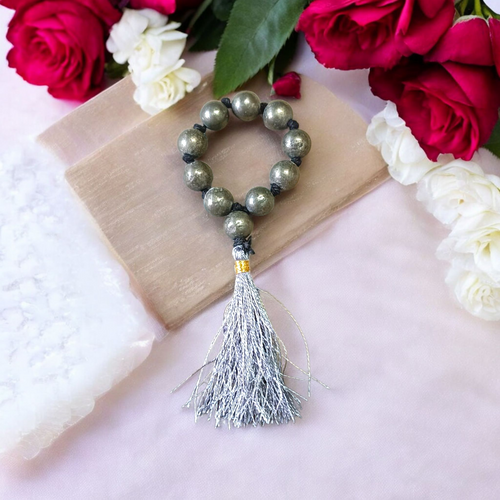 Natural Pyrite Finger Mala 9+1 Beads | Lab Certified | Men & Women
