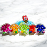 A multicolor pack of Laddu Gopal Pagdis, designed for size 6 No. Krishna idols, perfect for enhancing the look of your Bal Gopal idol during daily worship and festive occasions.
