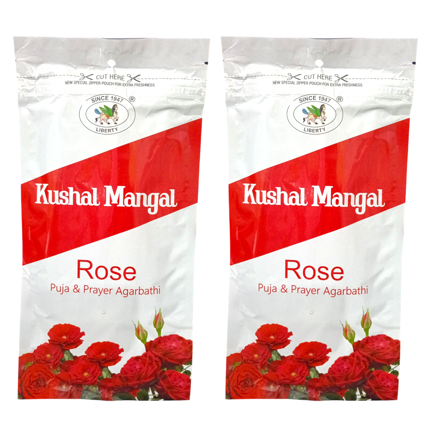 A pack of Kushal Mangal Rose Incense Sticks with a calming rose fragrance, perfect for meditation, relaxation, and creating a peaceful atmosphere.