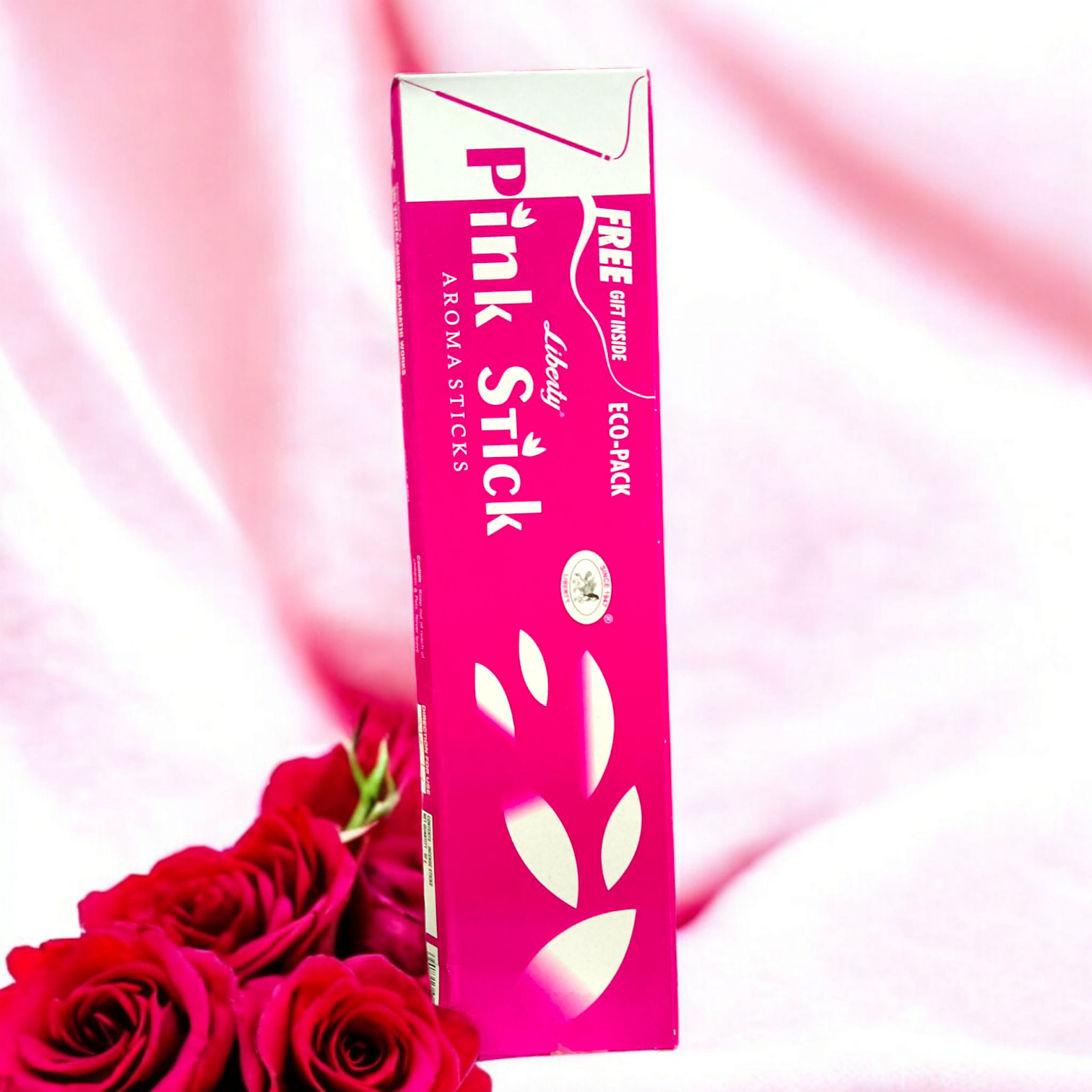 A pack of Liberty Pink Incense Sticks with a free gift included, designed for peaceful pooja and meditation rituals.