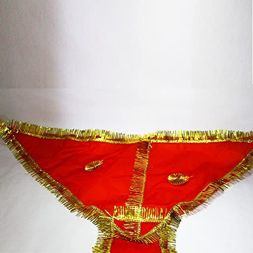 A red Hanuman Ji Langot (Bajrang Bali Lal Langot) with dimensions 18x18 inches, symbolizing devotion, strength, and protection for Lord Hanuman worship.