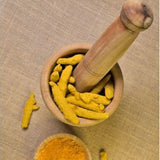 A set of 10 whole yellow turmeric roots (Sabut Haldi) used for health remedies, skin care, and spiritual rituals, offering natural healing benefits.
