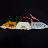 A set of 3 Laddu Gopal Jhabla dresses designed for 2-3 No. size Laddu Gopal idols, made from soft cotton fabric