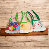 A set of 3 Laddu Gopal Jhabla dresses designed for 2-3 No. size Laddu Gopal idols, made from soft cotton fabric