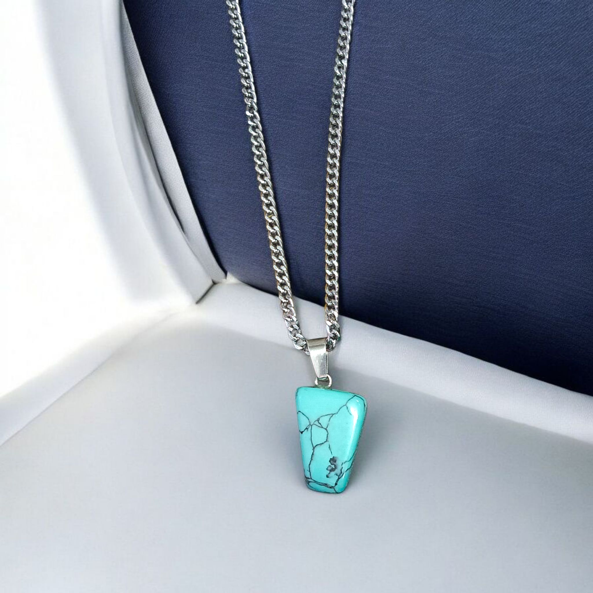A set of Hit Turquoise Blue Howlite tumbled stones, featuring a mix of turquoise and white veins