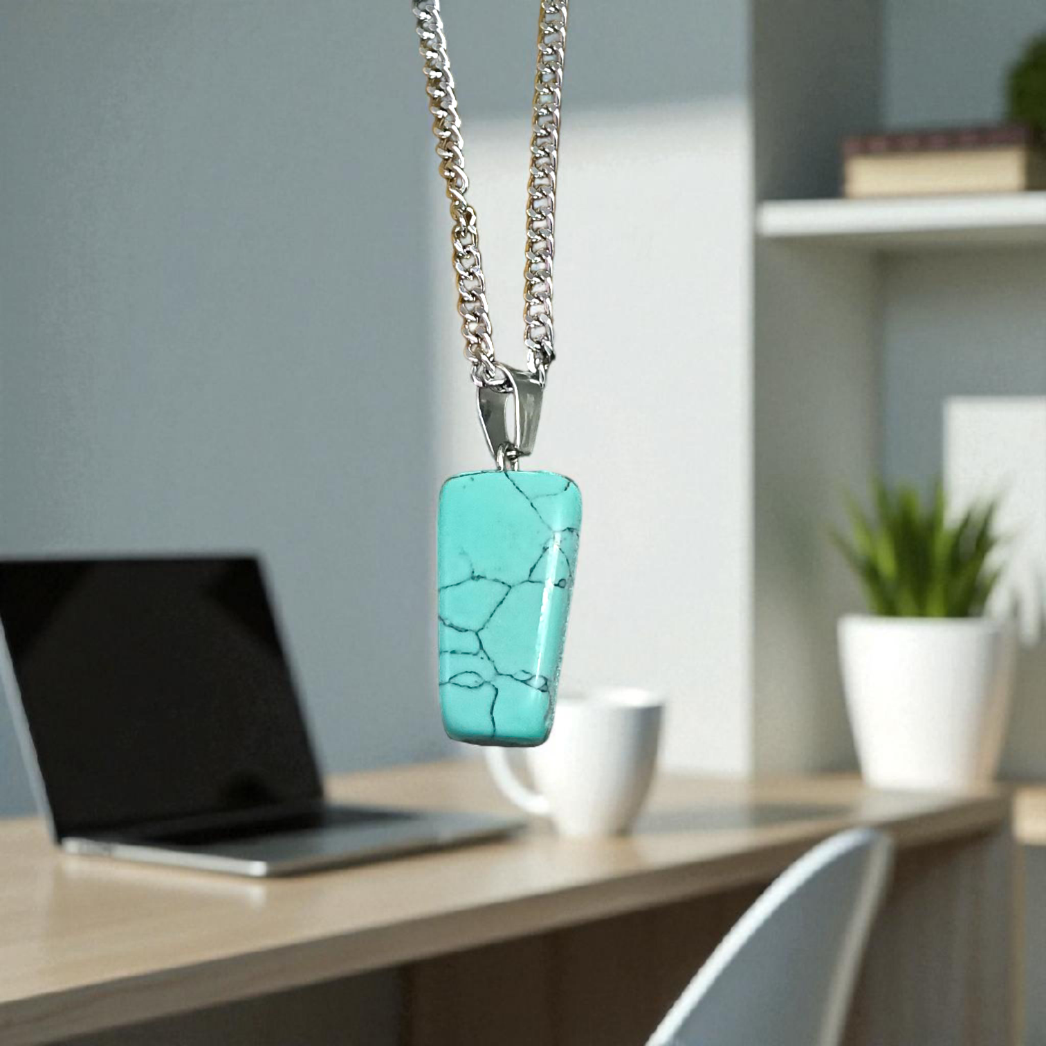 A set of Hit Turquoise Blue Howlite tumbled stones, featuring a mix of turquoise and white veins