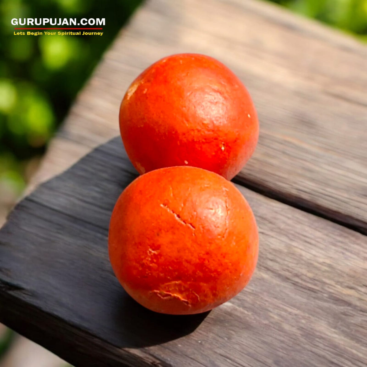 A set of two natural Goulochan (Gorochan) balls placed on a sacred cloth, ready for making Yantras, Tilak, or use in spiritual remedies