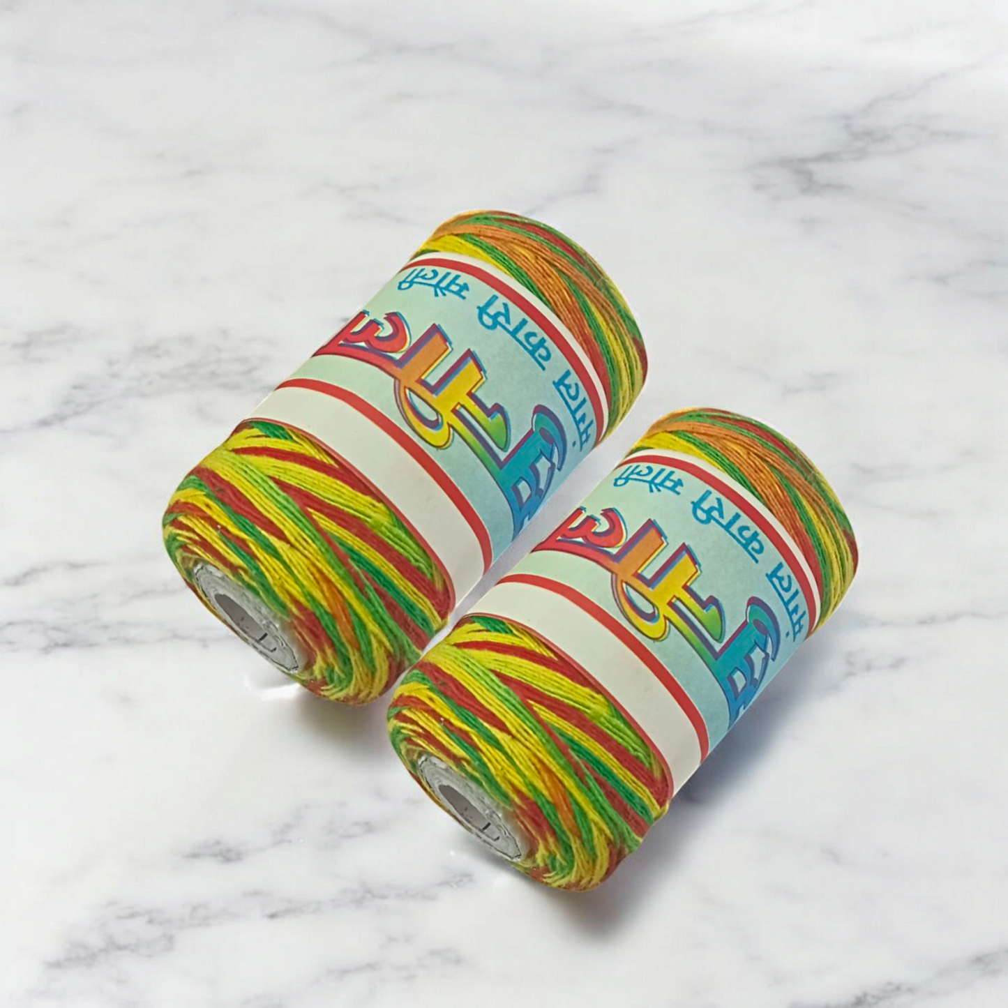 A set of vibrant colored Moli Dhaga threads tied in a bundle, ideal for religious ceremonies and spiritual protection.