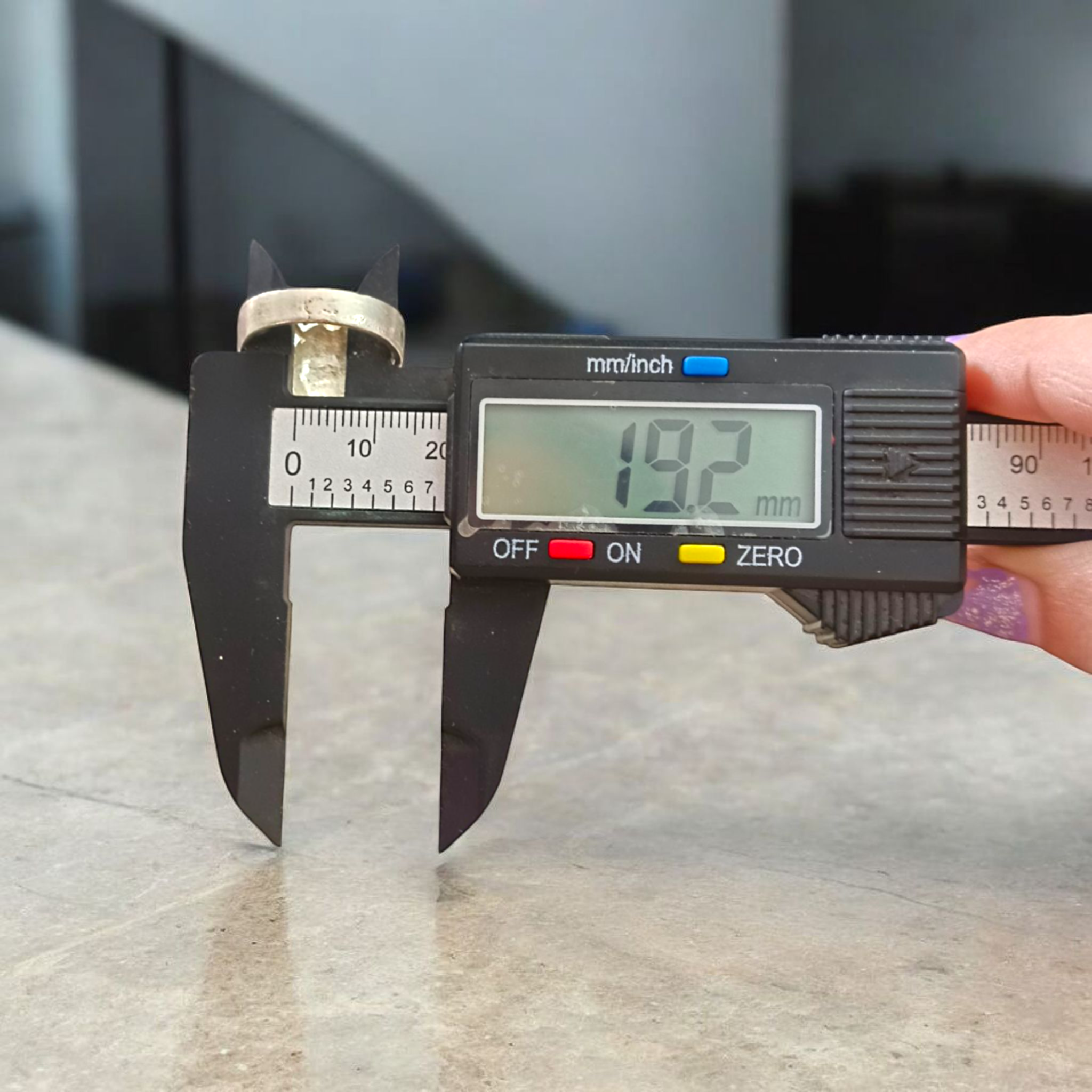 A silver-plated Tripund Kachua Ring, with a detailed Tripund symbol, designed for spiritual protection and strength