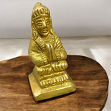 A small brass Parvati Mata Murti idol, intricately designed with a divine representation of Maa Parvati, ideal for worship and spiritual practices.
