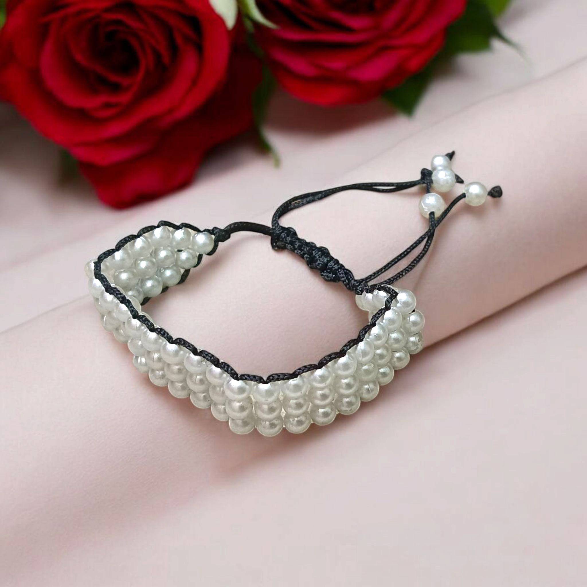 A stretchable white pearl (motii) bracelet with a timeless design, symbolizing purity, peace, and elegance – perfect for emotional balance and spiritual healing