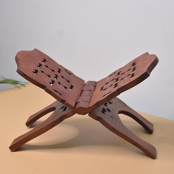 A sturdy and elegant Rahel Wooden Book Reading Stand with an adjustable angle, perfect for reading books, tablets, or documents hands-free.