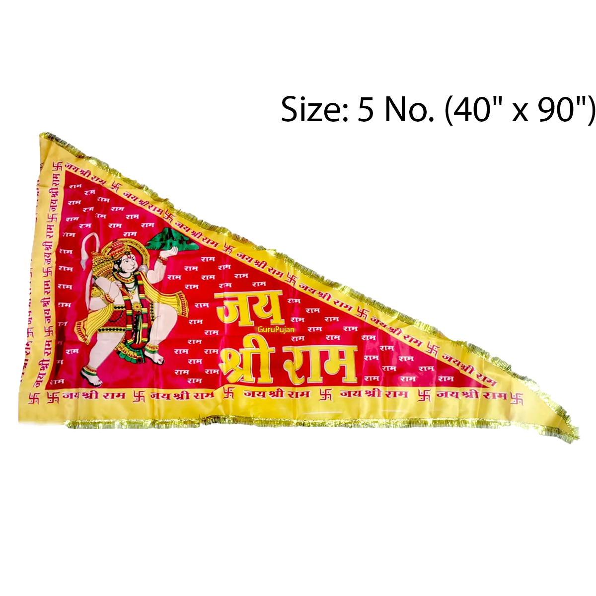 A vibrant Bhagwa Hanuman Ji Jhanda with the sacred mantra "Jai Shri Ram," symbolizing devotion, strength, and protection, ideal for spiritual practices.