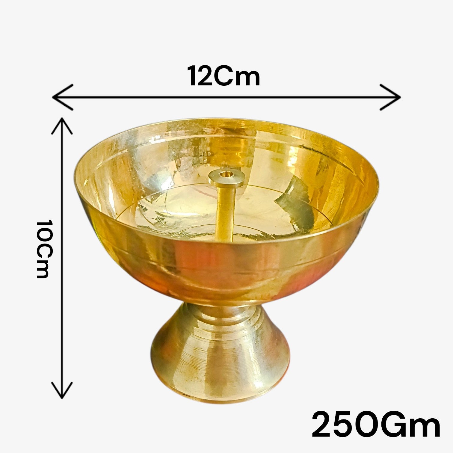 Akhand Jyot Brass Diya 250GM for Hindu Puja Rituals, Temple Worship, Aarti Lamp and Daily Spiritual Practices