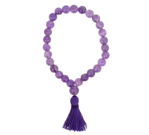 Amethyst Mala 27+1 beads made from natural Amethyst stones, designed to bring calmness, mental clarity, and emotional balance.