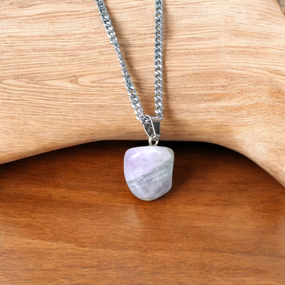 Amethyst Pendant – Natural Amethyst gemstone locket pendant on a chain, promoting emotional healing and spiritual awareness