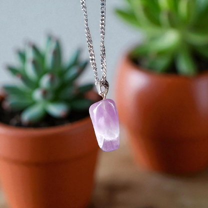 Amethyst Pendant – Natural Amethyst gemstone locket pendant on a chain, promoting emotional healing and spiritual awareness