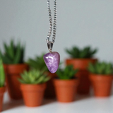Amethyst Pendant – Natural Amethyst gemstone locket pendant on a chain, promoting emotional healing and spiritual awareness