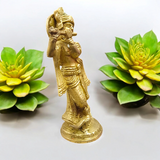 An elegant Brass Krishna Ji Murti, intricately designed, symbolizing devotion, love, and spiritual wisdom.
