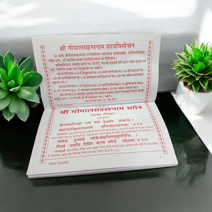 An image of the Gopal Sahastranaam Book in Hindi, featuring Lord Krishna’s divine form and the 1,000 sacred names.