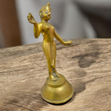 An intricately designed brass statue of Goddess Radha Rani, symbolizing divine love, purity, and devotion, perfect for worship or as a decorative piece.

