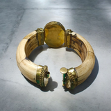 Antique-style Blue Hakik (Blue Agate) bracelet with stretchable band and lab certification, shown on a clean, neutral background