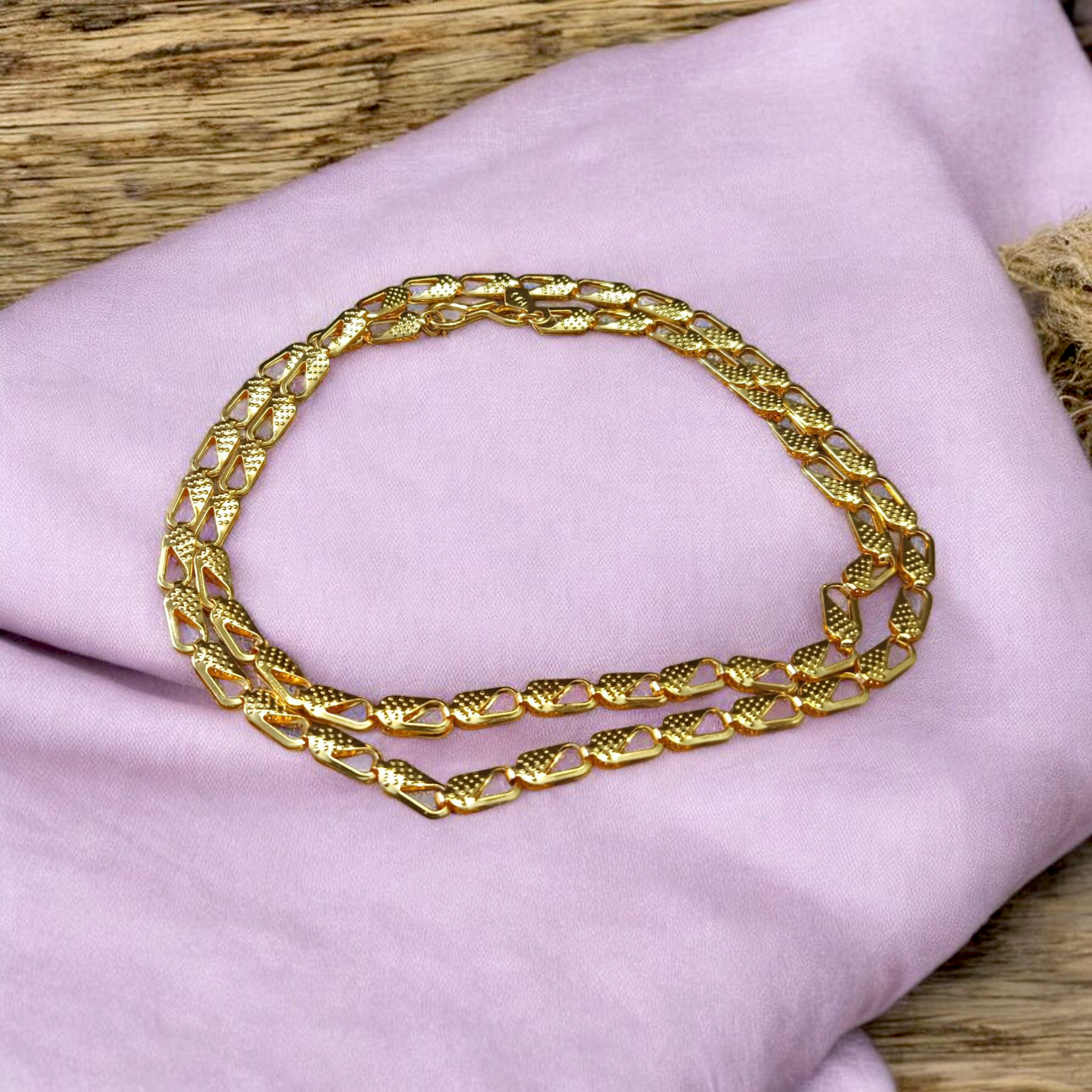 Artificial Gold Chain 1 Gram Gold Plated 21 Inch Vintage Nawabi Style, perfect for boys and girls, offering a stylish, classic design.