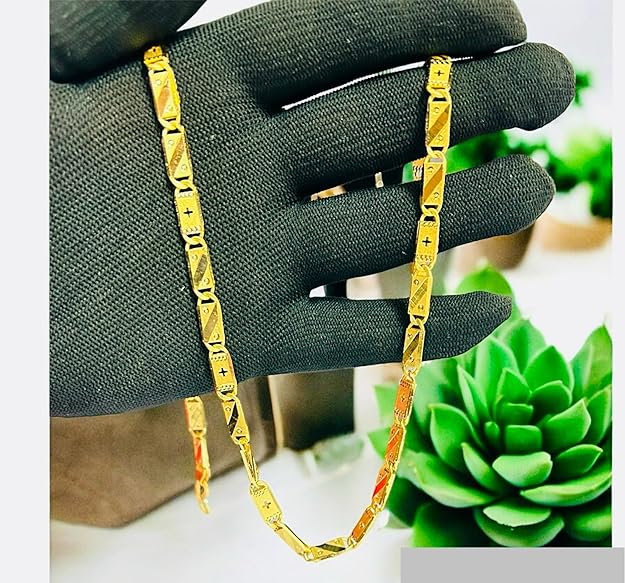 Artificial Gold Chain 1 Gram Gold Plated 21 Inch Vintage Nawabi Style, perfect for boys and girls, offering a stylish, classic design.