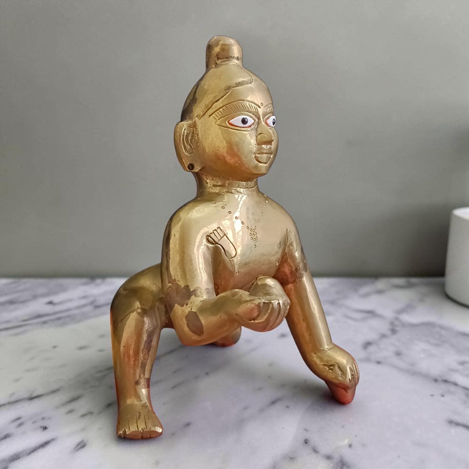 Ashtadhatu Brass Laddu Gopal Idol 10 Inch Lord Krishna Murti for Home Temple Daily Puja Gurupujan