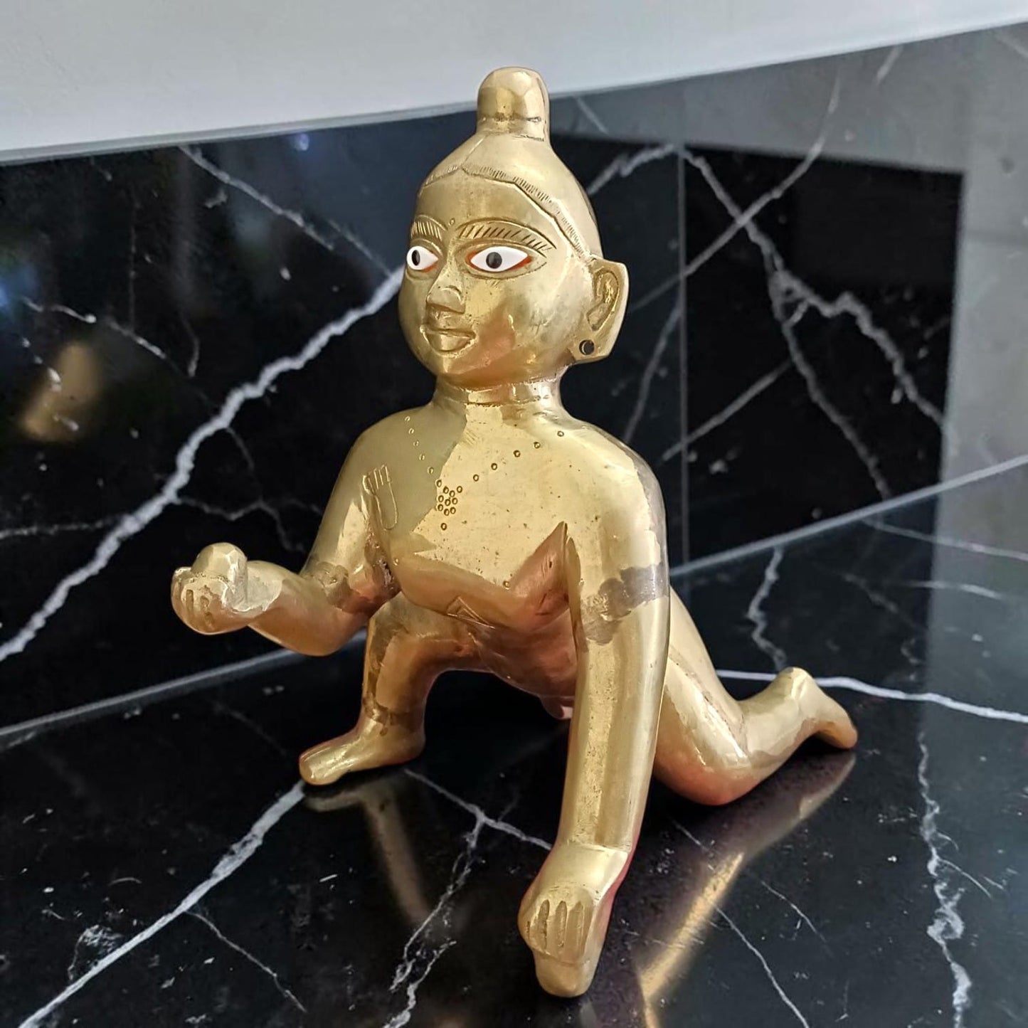 Ashtadhatu Brass Laddu Gopal Idol 10 Inch Lord Krishna Murti for Home Temple Daily Puja Gurupujan