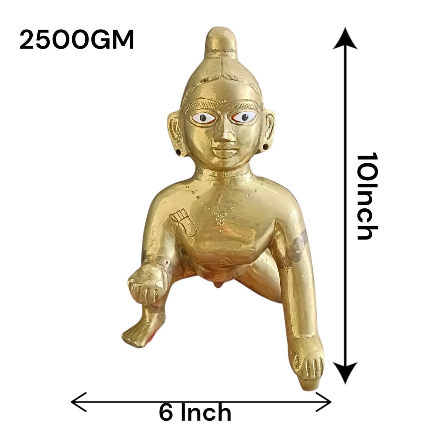 Ashtadhatu Brass Laddu Gopal Idol 10 Inch Lord Krishna Murti for Home Temple Daily Puja Gurupujan