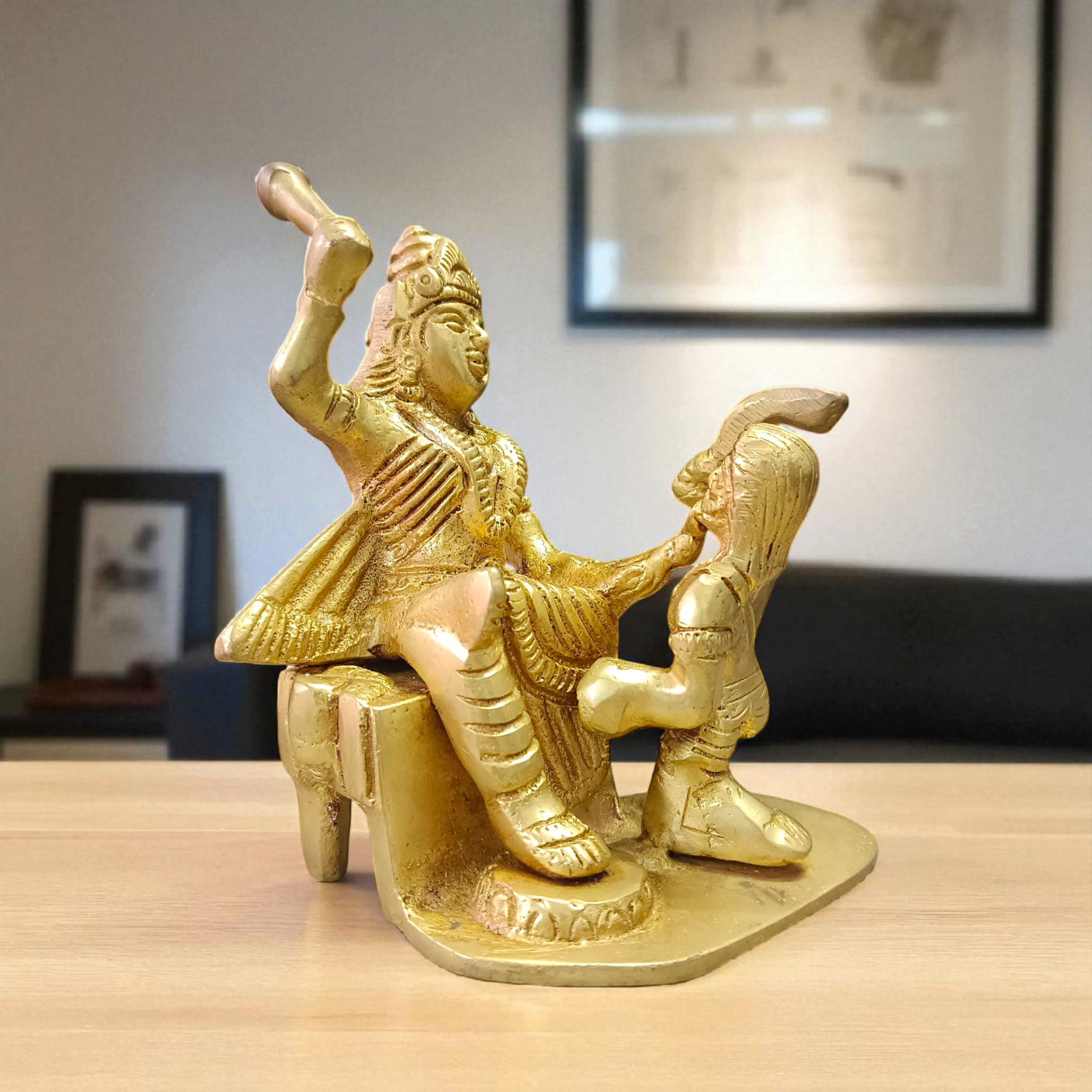 Baglamukhi Mata Statue in brass, 12cm in height, offering divine protection and blessings of prosperity and success