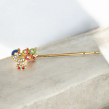 Beautiful Laddu Gopal Bansuri with peacock design and zircon embellishments, extra-large size for Krishna idol.